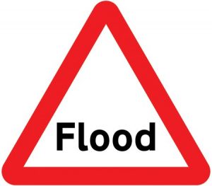 Flood Road Sign - 750mm Triangular Metal Sign