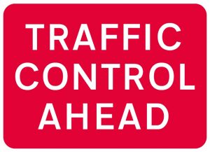 Traffic Control Ahead Road Sign - 1050x750mm Metal Sign