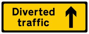 Diverted Traffic Ahead Road Sign - 1050x450mm Metal Sign