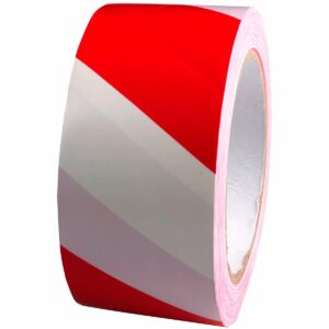 No25 RED & WHITE HATCH BARRIER TAPE - 85mm x 500m
